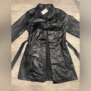 Leather black dress with belt